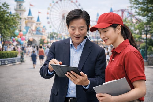 でタブレットを確認中